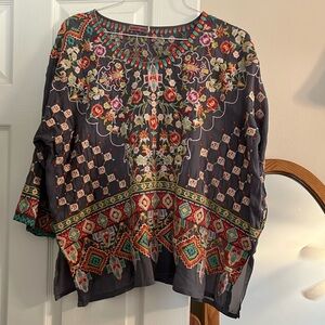 Heavily embroidered Johnny Was top